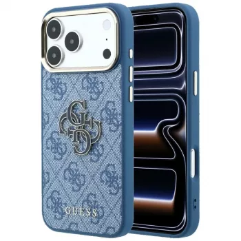 Guess 4G & Big Resin Logo hoesje voor iPhone 17 Pro / 18 Pro - lichtblauw