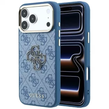 GUESS 4G & Big Resin Logo hoesje voor iPhone 17 Pro Max / 18 Pro Max - lichtblauw