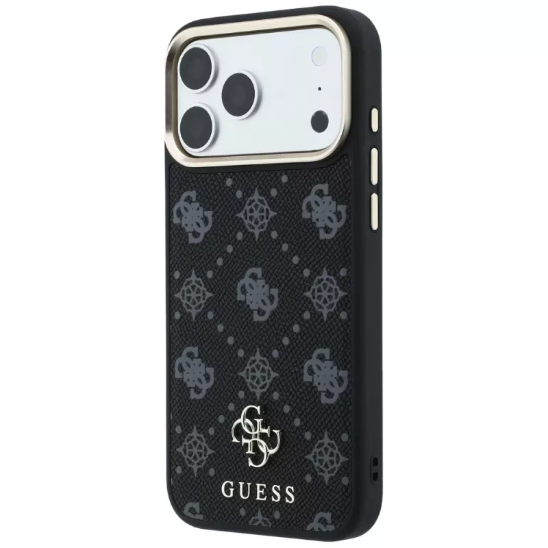 Guess Peony 4G Small Logo MagSafe-hoesje voor Apple iPhone 16 Pro Max / 17 Pro Max - zwart