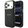 Guess Saffiano Peony & Ring MagSafe-hoesje voor iPhone 18 Pro Max / 17 Pro Max - zwart