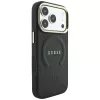 Guess Saffiano Peony & Ring MagSafe-hoesje voor iPhone 18 Pro Max / 17 Pro Max - zwart