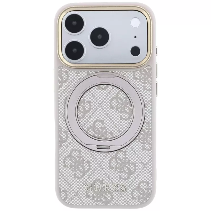 Guess Ring Stand 360 4G Classic Logo MagSafe-hoesje voor iPhone 18 Pro Max / 17 Pro Max - roze