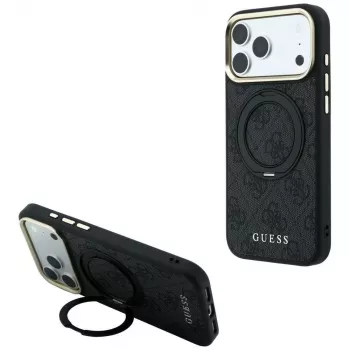 Guess Ring Stand 360 4G Classic Logo MagSafe-hoesje voor iPhone 18 Pro / 17 Pro, zwart
