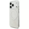 GUESS IML Flowers Allover Electroplated MagSafe-hoesje met parelband voor iPhone 18 Pro / 17 Pro - wit
