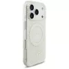 GUESS IML Flowers Allover Electroplated MagSafe-hoesje met parelband voor iPhone 18 Pro / 17 Pro - wit