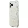 GUESS IML Flowers Allover Electroplated hoesje met parelarmband MagSafe voor iPhone 18 Pro Max / 17 Pro Max wit