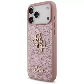 GUESS Fixed Glitter Big 4G hoesje voor iPhone 18 Pro Max / 17 Pro Max - roze