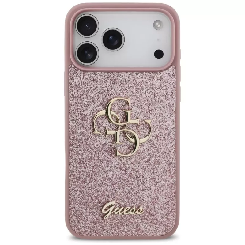 GUESS Fixed Glitter Big 4G hoesje voor iPhone 18 Pro Max / 17 Pro Max - roze