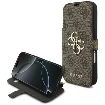 Guess Book 4G Metal Logo hoesje voor Apple iPhone 18 Pro / 17 Pro – bruin