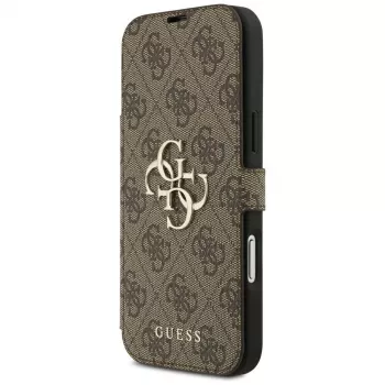 Guess Book 4G Metal Logo foliohoesje voor iPhone 18 Pro Max / 17 Pro Max - bruin