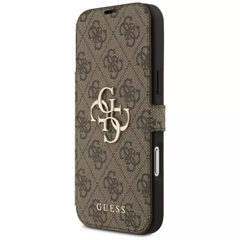 Guess Book 4G Metal Logo foliohoesje voor iPhone 18 Pro Max / 17 Pro Max - bruin