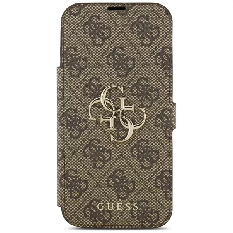Guess Book 4G Metal Logo foliohoesje voor iPhone 18 Pro Max / 17 Pro Max - bruin