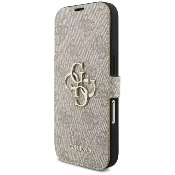 Guess Book 4G Metal Logo foliohoesje voor iPhone 16 Pro / 17 Pro - roze