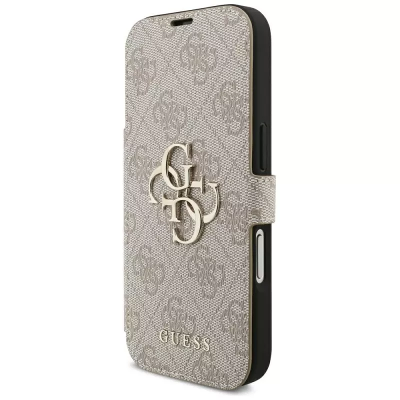 Guess Book 4G Metal Logo foliohoesje voor iPhone 16 Pro / 17 Pro - roze