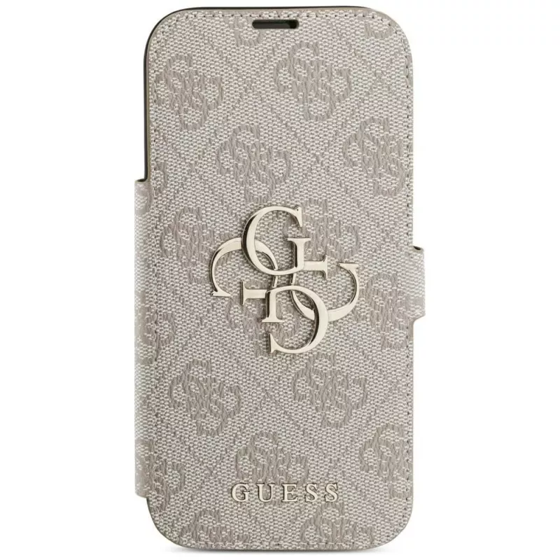 Guess Book 4G Metal Logo foliohoesje voor iPhone 16 Pro / 17 Pro - roze