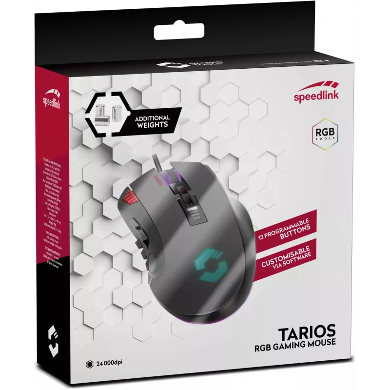 Speedlink Tarios bedrade USB-gamingmuis, RGB, 24000 DPI (SL-680012-BK)