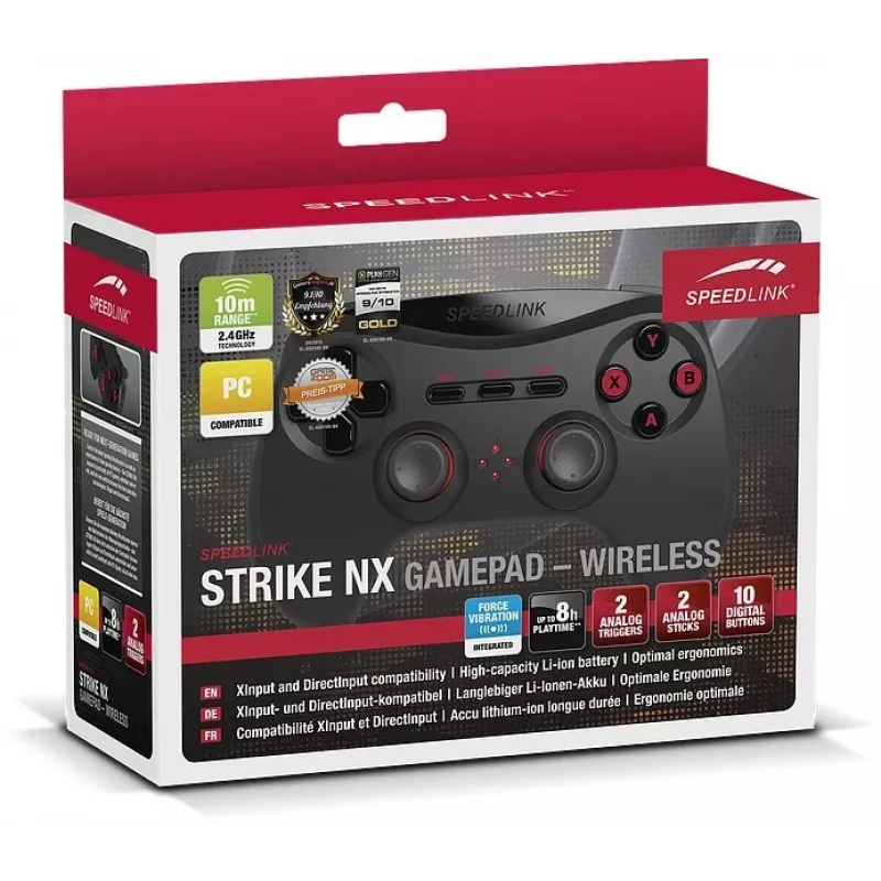 Speedlink Strike NX draadloze gamepad voor pc/PS3, zwart (SL-650100-BK-01)