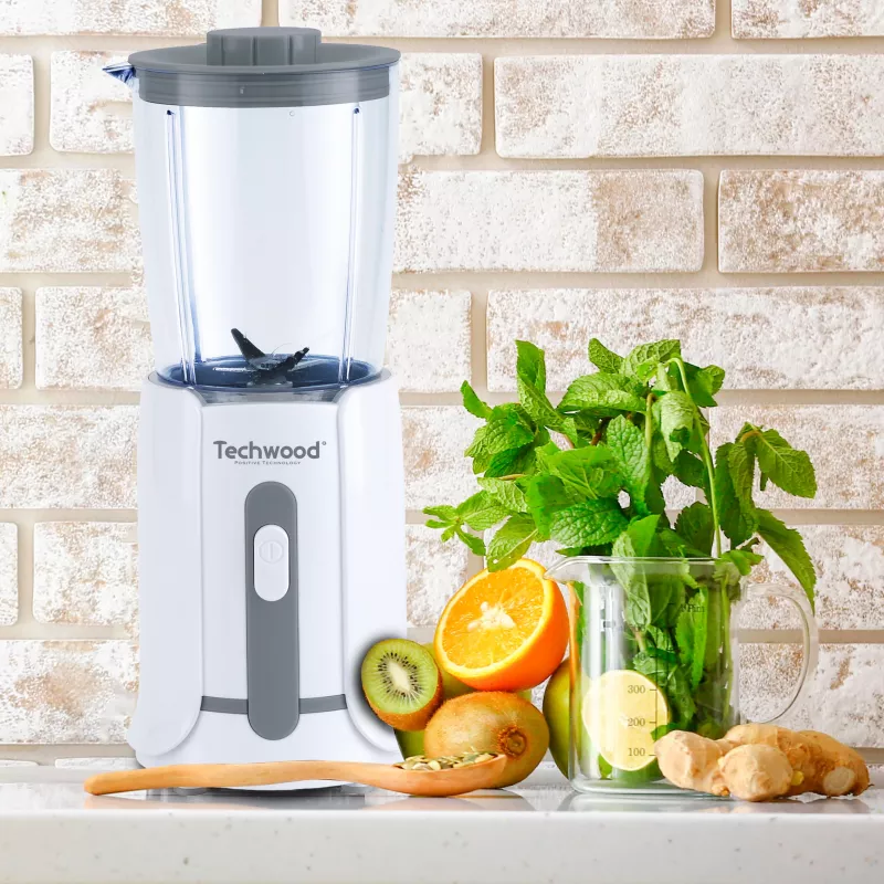 Techwood TBL-201 1,5L tafelblender, 300W, roestvrijstalen messen, ijsvermaler, wit