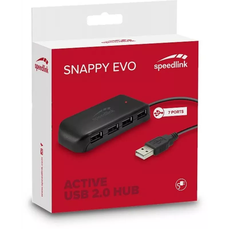 Speedlink Snappy Evo USB 2.0-hub met 7 poorten (SL-140005-BK)