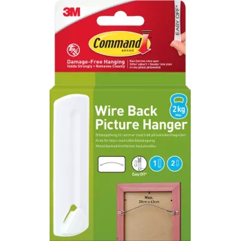 3M Command ophanghaak voor lijsten met ophangdraad, 1 haak + 2 strips, wit (7100337033)