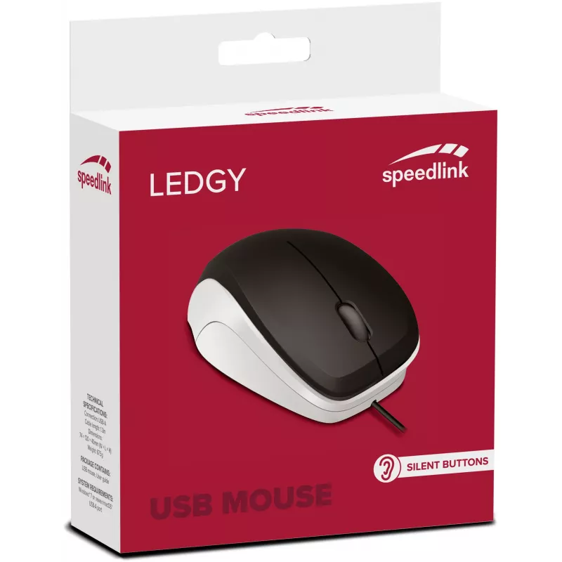 Speedlink Ledgy Silent muis, zwart/wit (SL-610015-BKWE)