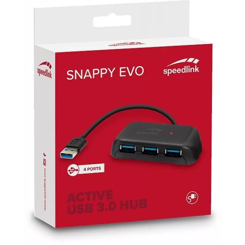 Speedlink Snappy Evo USB 3.0-hub met 4 poorten (SL-140106-BK)