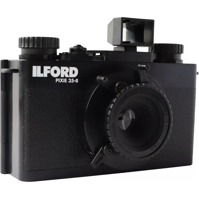 ILFORD PIXIE 35mm point & shoot filmcamera - zilver/zwart, ingebouwde flitser, autofocus