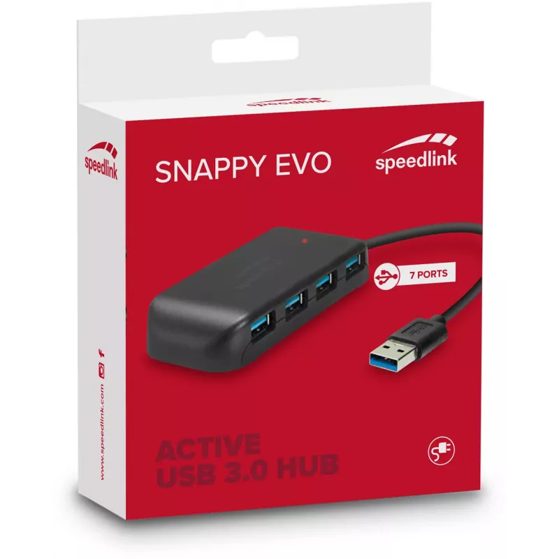 Speedlink Snappy Evo USB 3.0-hub met 7 poorten (SL-140108-BK)