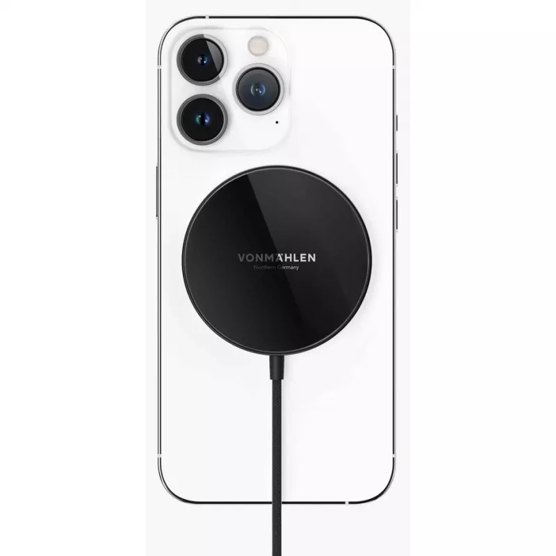 Vonmählen Aura Mini magnetische draadloze oplader met USB-C-kabel, 15W, zwart