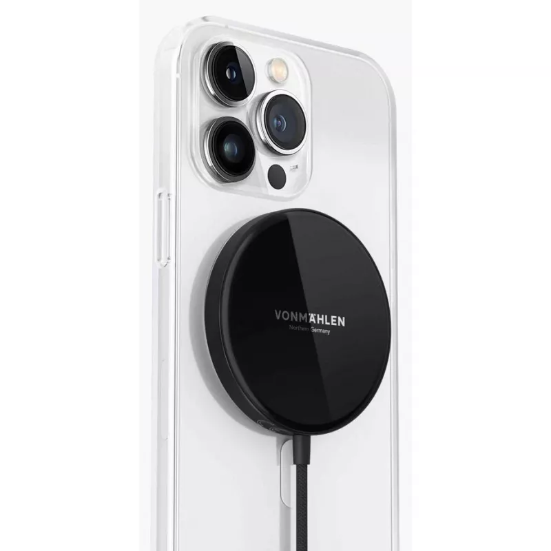 Vonmählen Aura Mini magnetische draadloze oplader met USB-C-kabel, 15W, zwart