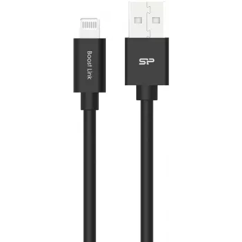 Silicon Power Boost Link PVC LK15AL oplaad- en datakabel, USB-A naar Lightning, MFi-gecertificeerd, 1 m, tot 12 W, zwart