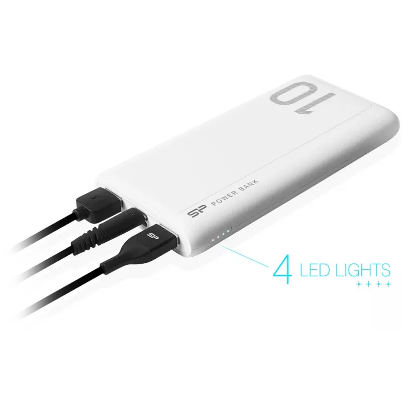 Silicon Power GP15 10000 mAh powerbank, wit (SP10KMAPBKGP150W)