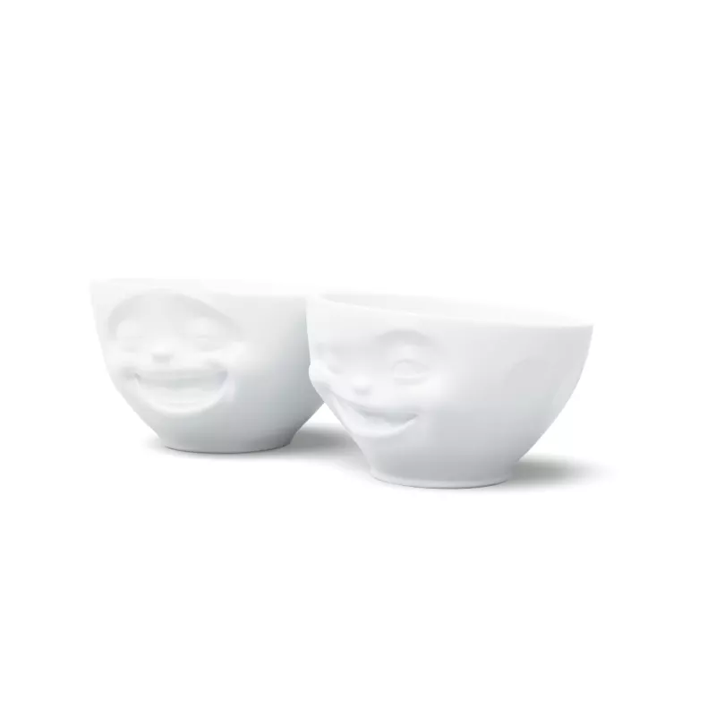 FIFTYEIGHT PRODUCTS schaalset 200ml - lachend & knipogend, wit (2-delig)