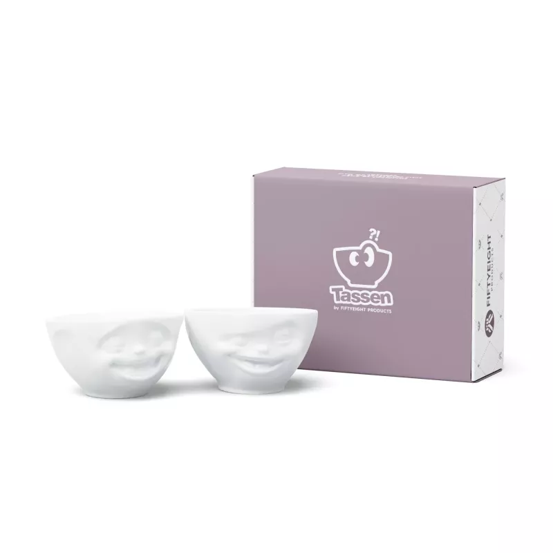 FIFTYEIGHT PRODUCTS schaalset 200ml - lachend & knipogend, wit (2-delig)
