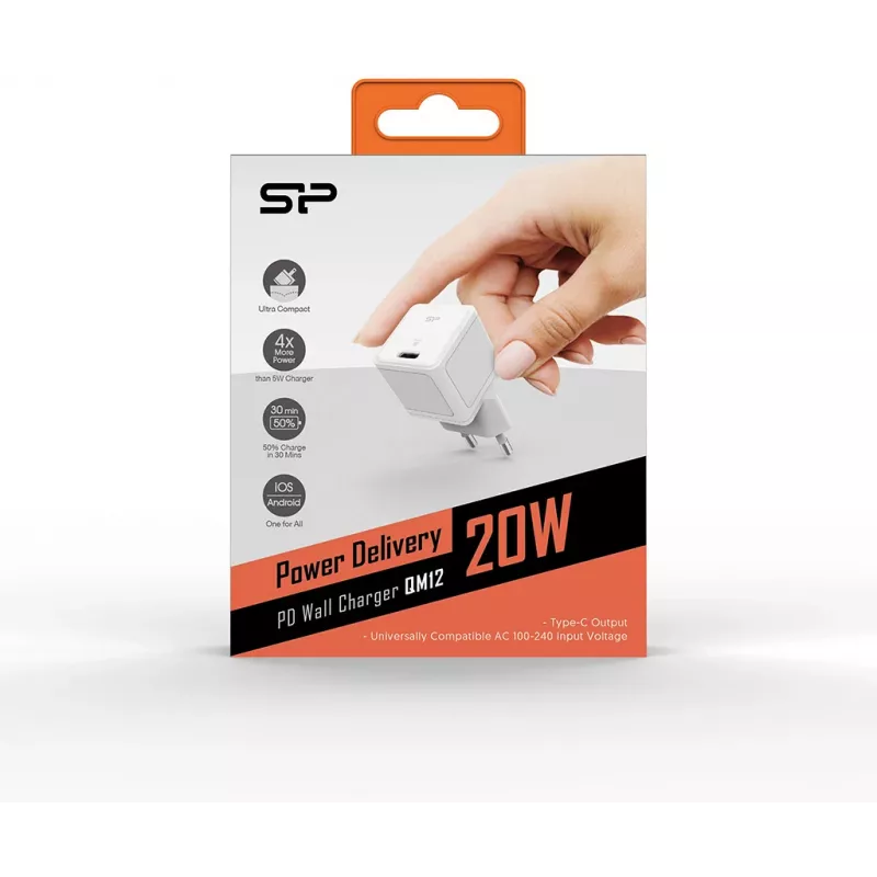 Silicon Power Boost Charger QM12 20W USB-C PD-oplader, wit (SP20WASYQM121PCW)