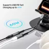 Unitek USB-C audio- en oplaadadapter met 60W Power Delivery, 15 cm, Space Grey
