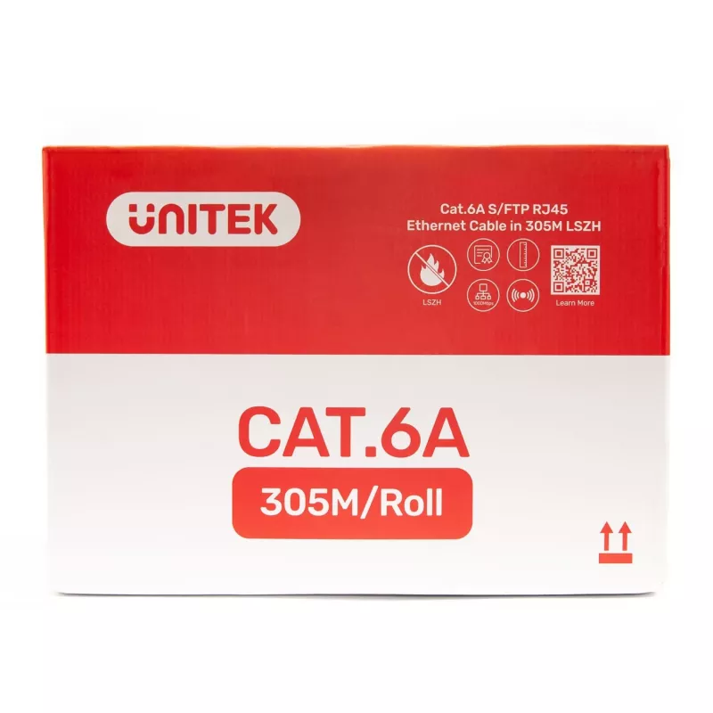 UNITEK C18121BL Cat.6A-S/FTP-LSZH-installatiekabel, 305 m, blauw