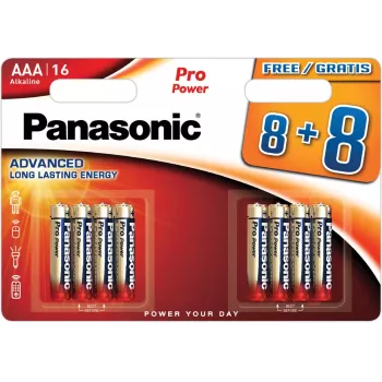 Panasonic Batteries LR03PPG/16BW 8+8 AAA alkaline batterijen, 16-pack