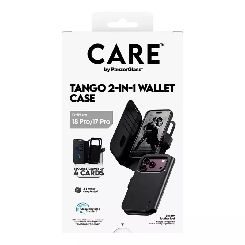 CARE™ by PanzerGlass® Tango 2-in-1 walletcase zwart met MagSafe voor iPhone 18 Pro / 17 Pro