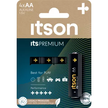 itson itsPREMIUM AA alkaline batterij, 4-pack (LR6IPR/4CP)