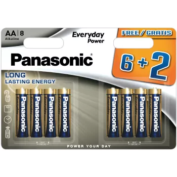 Panasonic Everyday Power alkaline AA batterijen LR6 8-pack blister (6+2 bonus)