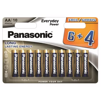 Panasonic Everyday Power alkaline AA batterijen LR6 10-pack (6+4 gratis) - 1,5V, 10 jaar houdbaarheid, Triple Tough Coating