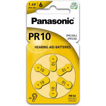 Panasonic Batteries PR-230(10)/6LB zink-lucht hoortoestelbatterijen maat 10, 1,45V, 100mAh, 6-pack