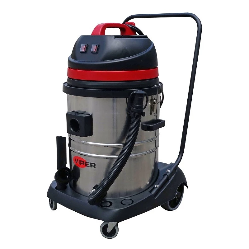 VIPER LSU255 professionele nat-/droogzuiger, dubbele 1000W-motoren, 55L polyethyleen container, 38mm slang, wagen