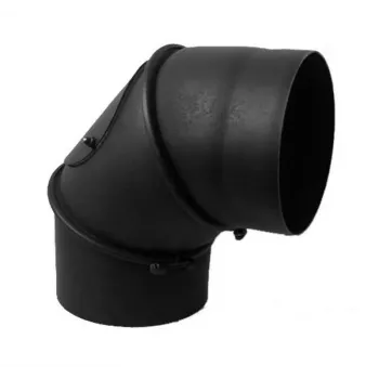 Schoorsteenpijpbocht 45/90° met revisie-T-stuk, 150 mm, zwartstaal