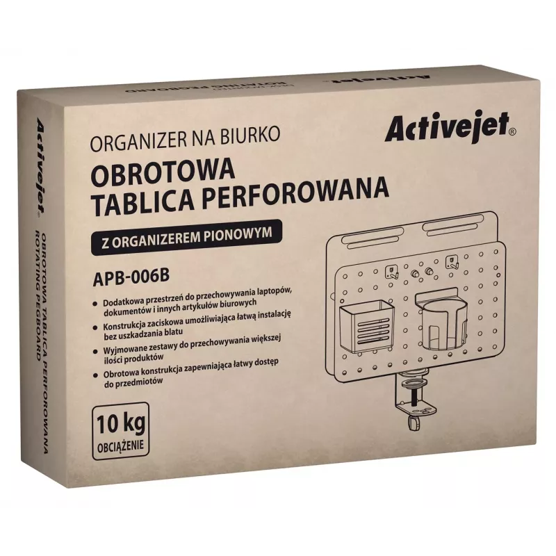 Activejet APB-006B roterende geperforeerde bureau-organizer met verticale documenthouder, zwart