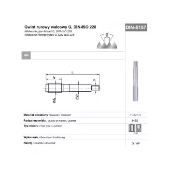 HSS handtap G 1/2 DIN 5157D voor pijpdraad