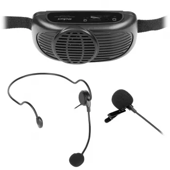 REBEL draagbaar karaoke-microfoonsysteem met Bluetooth 5.0, 5W luidspreker, stemvervormer & LED-lichteffecten | LEC-MIK0041