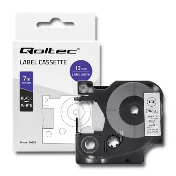 Qoltec etikettenlint voor Dymo D1 45013, 12mm x 7m, wit met zwarte print
