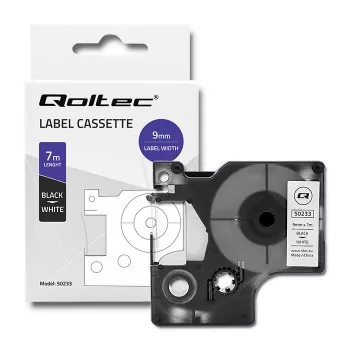 Qoltec DYMO D1 compatibel etikettenlint 40913, 9mm x 7m, wit met zwarte print